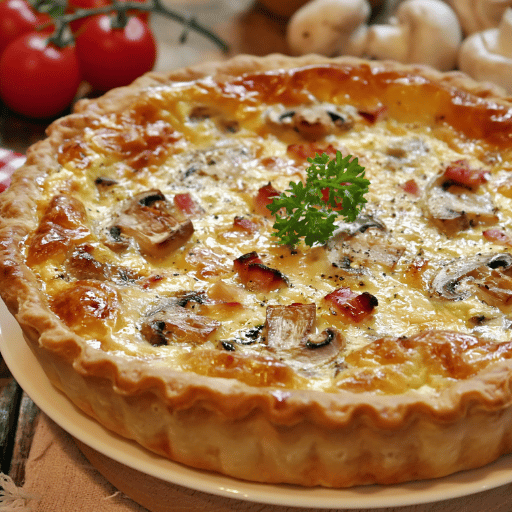 Quiche aux champignons et jambon cru