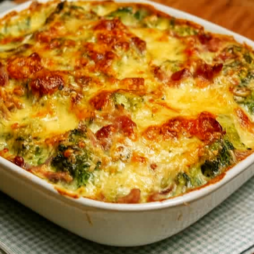 Gratin de brocolis aux lardons